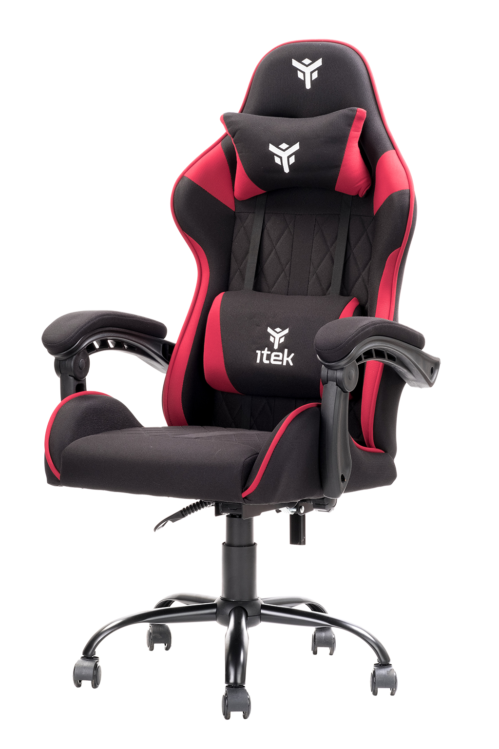 SEDIA GAMING ITEK RHOMBUS FF10, TESSUTO, DOPPIO CUSCINO, SEDILE RECLINABILE, NERO/ROSSO